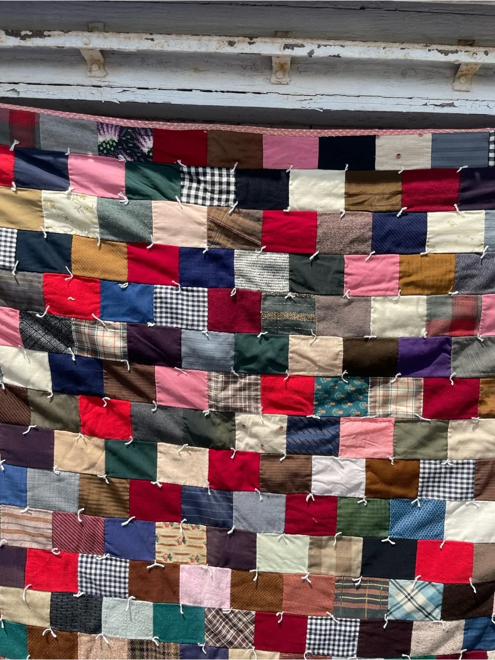 Vintage 1940s Handmade Wool Quilt